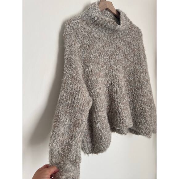 Eileen Fisher Alpaca Loop Knit Turtleneck Sweater in Beige - Women's Medium - Picture 2 of 8